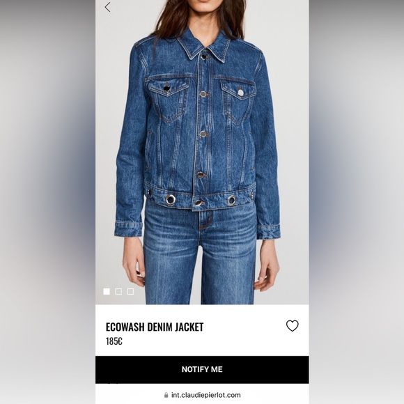 Claudie Pierlot designer denim jacket with metal eyelets FR38 US S french - Picture 1 of 5
